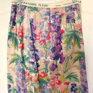 Anthropologie Linen Floral Skirt